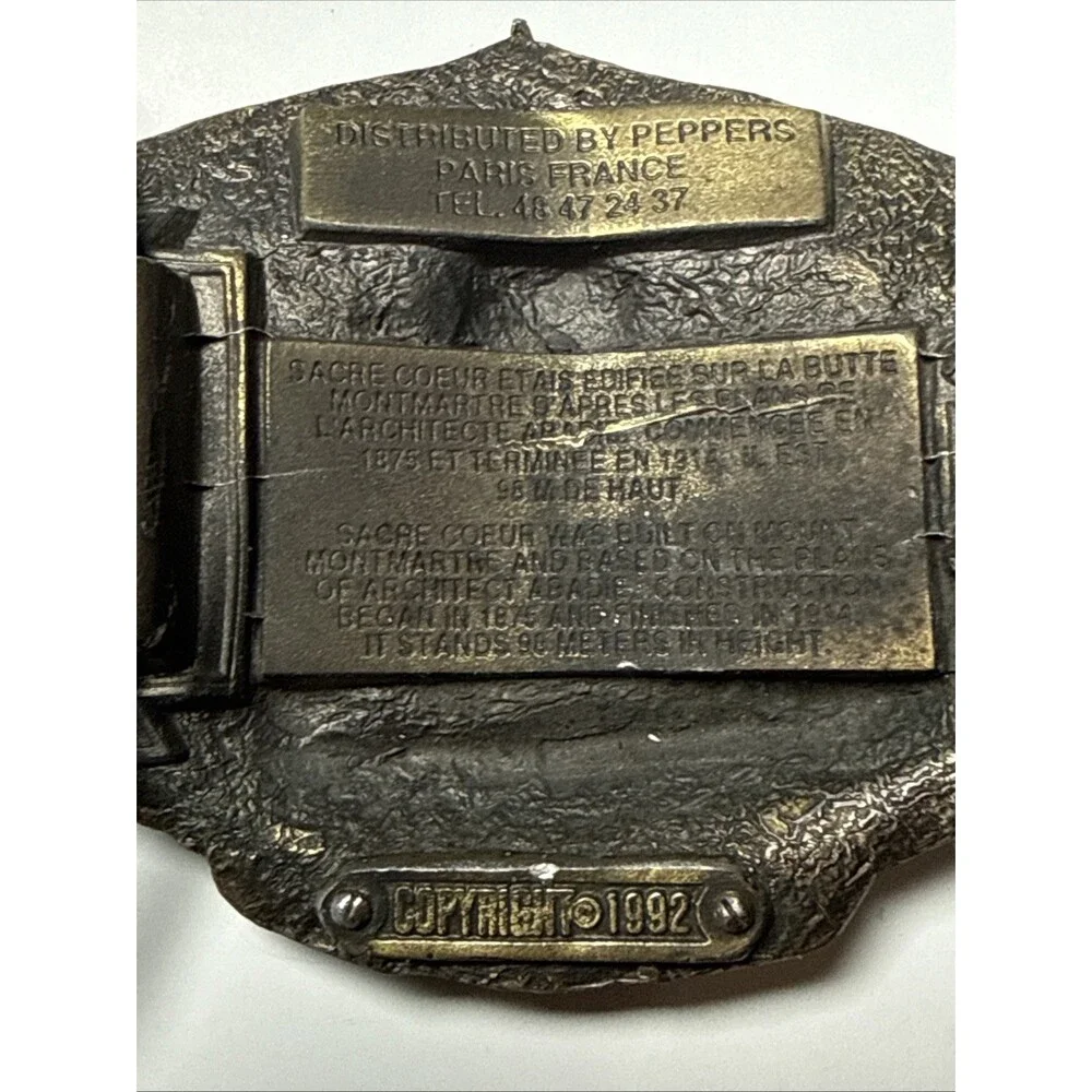 Vintage Pewter Sacre Coeur Paris France Belt Buckle 1992 by Peppers #3053